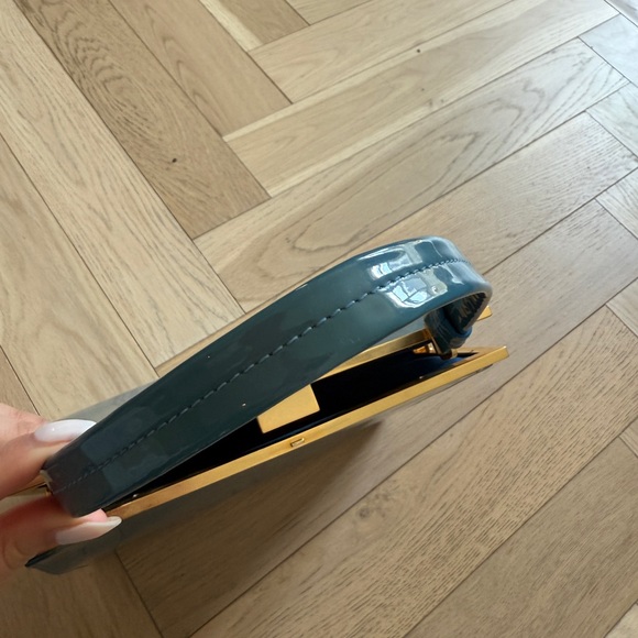 Mansur Gavriel Blue Handbag with Gold Accents - Picture 7 of 8